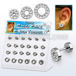 dacb146 polished 316l steel fake tunnels w clear ferido crystal