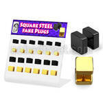 dacb148 black gold anodized 316l steel fake plug w squares