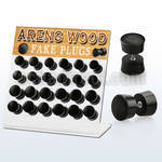 dacb157 display w 24 fake areng wood plugs  size 8mm 10mm