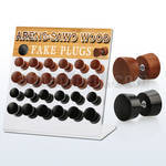 dacb159 display w 24 fake areng sawo wood plugs  8 10mm