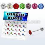 dacb16 board of 316l tongue barbell with round ball top