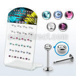 dacb172 display w 24 pcs. steel labrets w a 3mm half jewel ball
