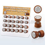 dacb184 display w 24 pc of sawo wood fake plugs w multi crystals
