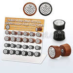 dacb186 display w 24 pc of mixed wood fake plugs w multi crystal