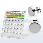 dacb187 display w 12 prs high polished steel fake plug ear studs