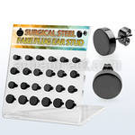 dacb188 display w 12 prs black 316l steel fake plug ear studs