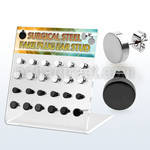 dacb190 display w 12 prs black 316l steel fake plug ear studs
