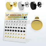 dacb200 display w 24 prs black 316l steel fake plug ear studs