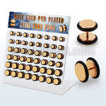 dacb216 display w 48 pcs of rose gold steel fake plug w o ring