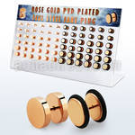 dacb217 display w 72 pcs of rose gold steel fake plug