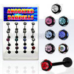 dacb2 board of anodized 316l barbell w multi jewel steel ball