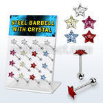 dacb34 board of 316l tongue barbell with star multi crystal top