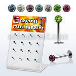 dacb39b board of 316l labret with multi crystal ferido ball