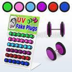 dacb40 board of acrylic uv fake plug w various colored o ring