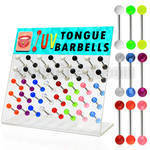 dacb55 board of 316l tongue barbell with acrylic uv ball