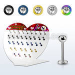 dacb67 board of anodized 316l labret w bezel jewel ball