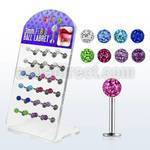 dacb68 board of 316l labret with ferido multi crystal ball