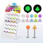 dacb95 board of 316l labret with glow in the dark ball cone