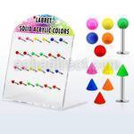 dacb97 board of 316l labret with 3mm colored ball cone
