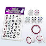 dapg34 board of white acrylic screwfit flesh tunnel crystal rim