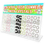 dapg35 board of acrylic screwfit flesh tunnel w crystal rim