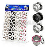 dapg38 board of polished anodized steel screwfit flesh tunnel
