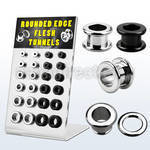 dapg51 board of anodized polished steel flesh plug round edge