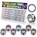 dapg62 board of high polished steel flesh tunnel w crystal rim