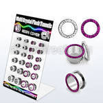 dapg64b board of 24 pcs 316l flesh tunnel w ferido ball