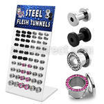 dapg67 board of polished pvd steel flesh tunnel w crystal rim