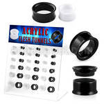 dapg68a board of black white double flare acrylic flesh tunnel