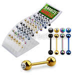 dbbtc pvd 316l steel tongue barbell w 6mm jewel steel ball