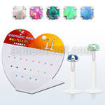 dbilpo25 display w bio flex labret w prong set synthetic opal