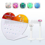 dbilpo2 display w bio flex labret w prong set 2mm synthetic opal