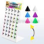 dbjmx12 316l steel eyebrow banana with solid color 3mm cones