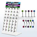 dbjmx7 316l labret eyebrow banana with zebra striped acrylic