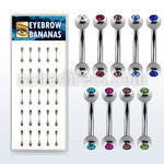 dbnem7 316l steel eyebrow banana with bezel jewel ball