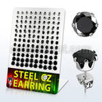 derzg2 316l steel ear stud with black round prong cz stone