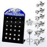 derzst 316l steel earring stud with clear star shaped prong cz