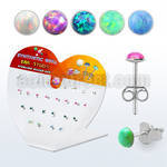 devo2 display w silver ear studs w 2mm synthetic opal top