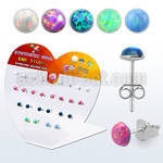 devo4 display w silver ear studs w 4mm synthetic opal top