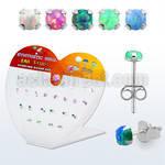 devpo2 display silver ear stud w prong set 2 synthetic opal top