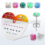 devpo4 display silver ear stud w prong set 4 synthetic opal top