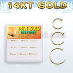 dg14nh3 box w 9 pcs. of solid 14k gold fake nose clips 