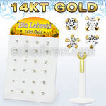 dgbimc bioflex labret w push in 14kt gold top with prong cz