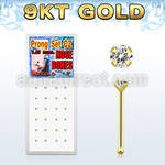 dgbz9c 9k gold nose bone with 1 5mm clear prong round cz