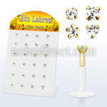 dgibimc bioflex labret w push in 10kt gold top with prong cz 