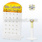dgibizc bioflex labret w push in 10kt gold top w prong cz 