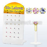 dgibizm bioflex labret with 10kt gold top with prong cz stone