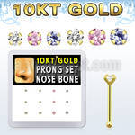 dginb12 box w 10kt gold nose bones w 1.5 2 mm round cz tops